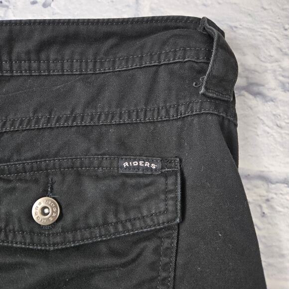 Riders Women's Denim Shorts Black Tabbed Cuff size 16M Small Button Flap Pockets - Picture 8 of 11